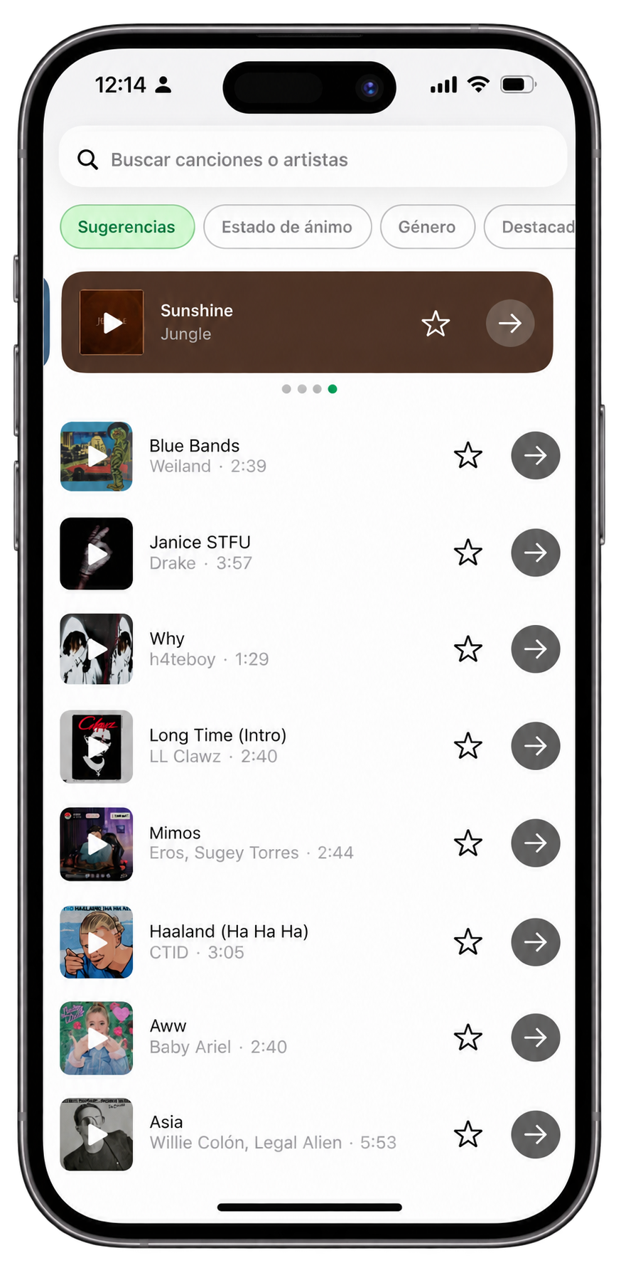 Celular mostrando música sonando en un Estado de WhatsApp