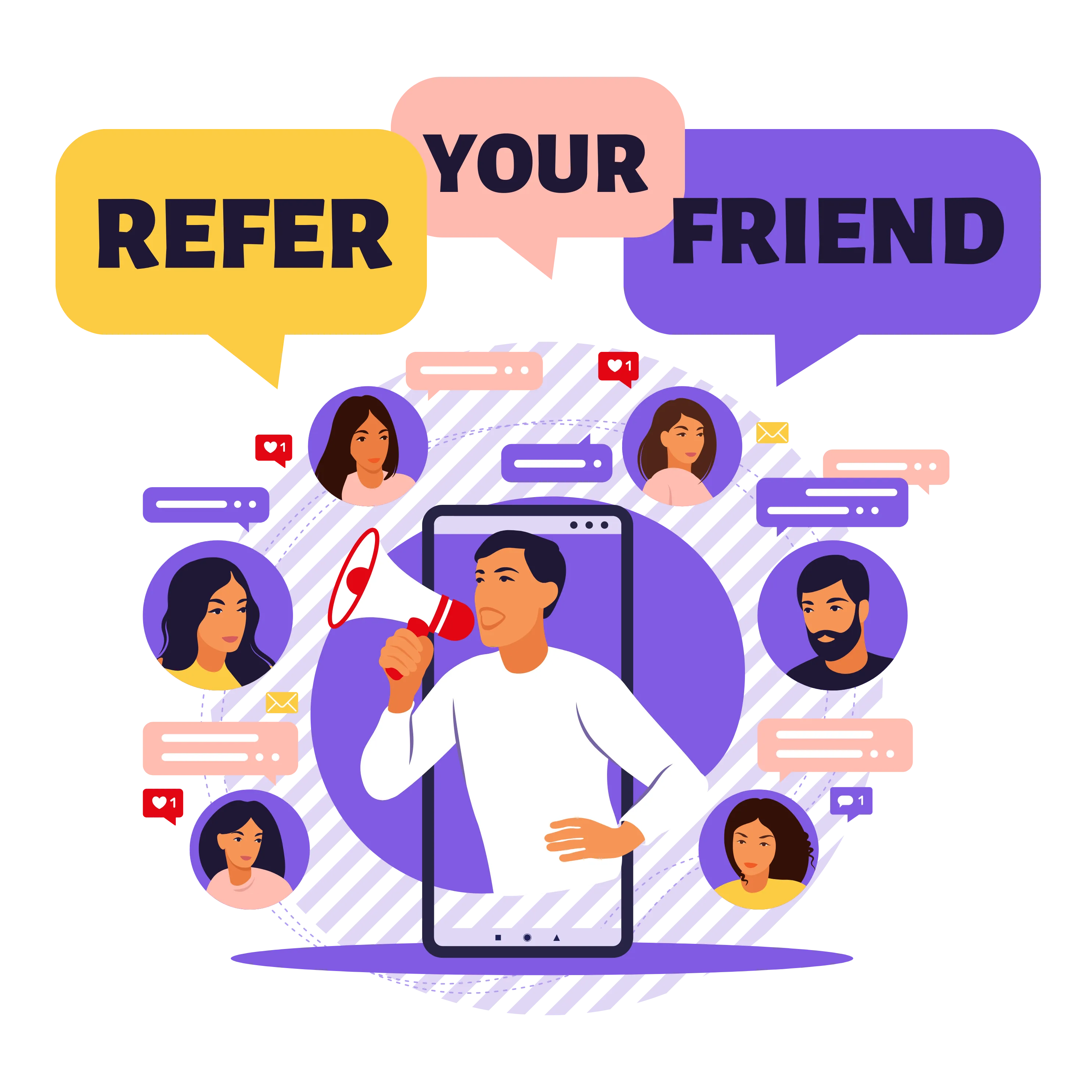 Purple Illustration Refer a Friend Instagram Post